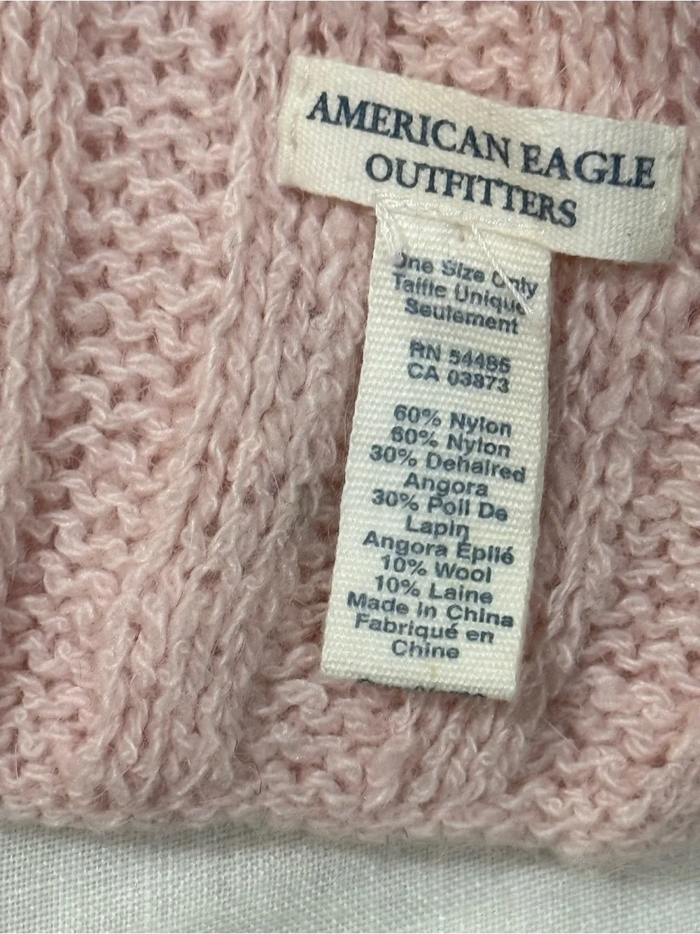 American Eagle Outfitters Angora Wool Blend Blush Pink Ribbed Knit Scarf